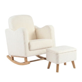 Soother Nursing Chair and Footstool Off White Boucle lifestyle image